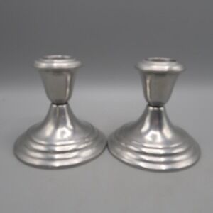 Pair Of Vintage Wilton Mount Joy Pewter Candle Holder Set PA‎ USA